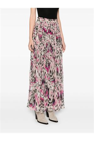 Gonna Rolande in seta arricciata con stampa ISABEL MARANT | JU0356FAC2J05I40PK